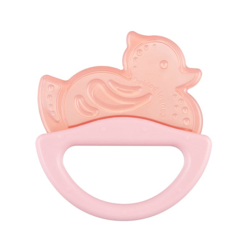 Силиконова чесалка с дрънкалка Canpol babies, корал, 0м+ – 8