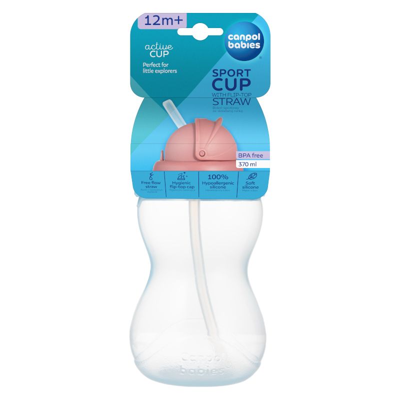 Нетечащо шише с мека сламка Canpol babies, синьо, 370 мл, 12м+ – 5