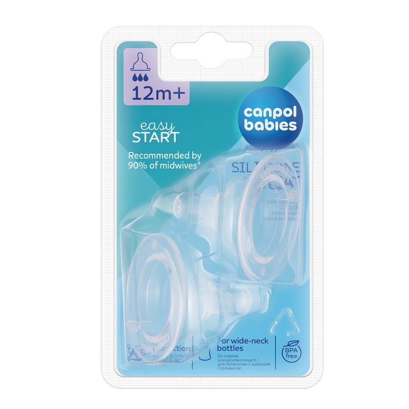 Антиколик силиконов биберон Canpol babies, Easy Start, 12+, 2 бр. – 4