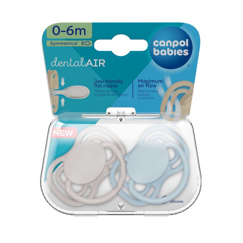 Симетрични залъгалки Canpol babies, Dental Air, Nude, 0-6м – 2