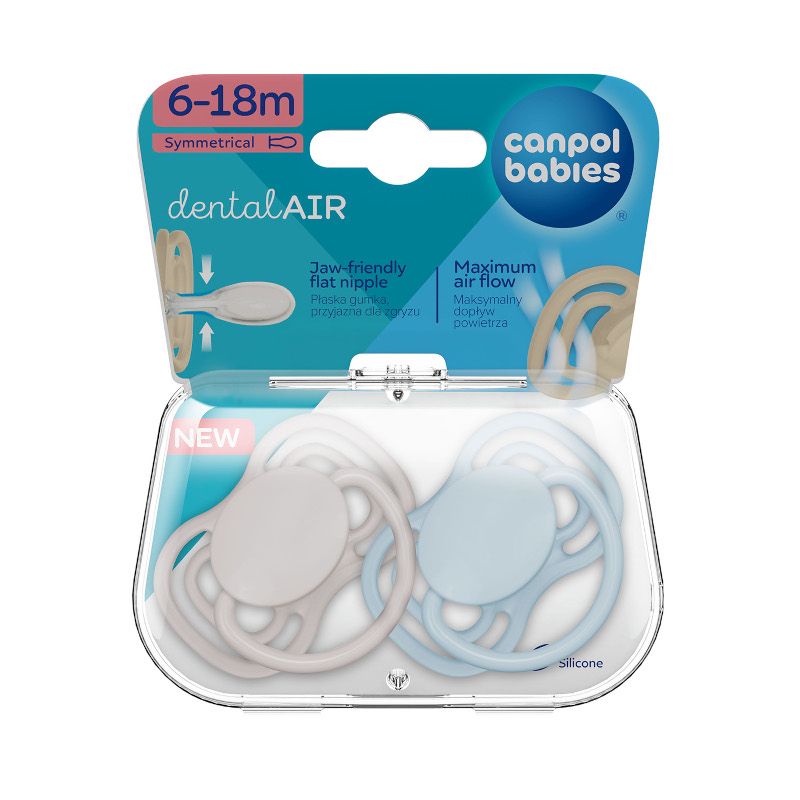 Симетрични залъгалки Canpol babies, Dental Air, Nude, 6-18м – 2