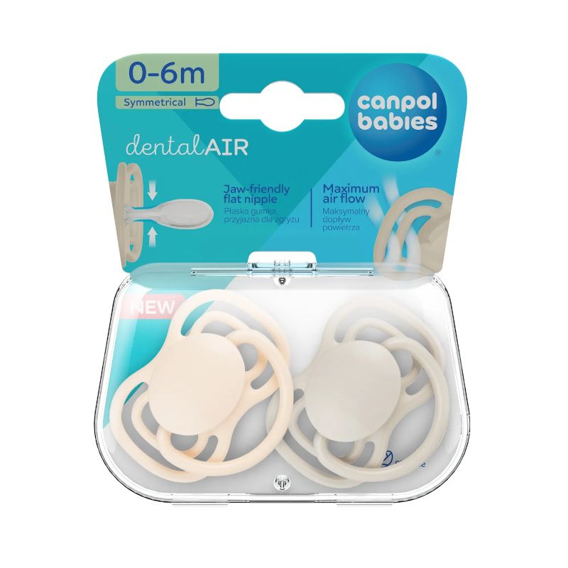 Симетрични залъгалки Canpol babies, Dental Air, Nude, 0-6 м – 2