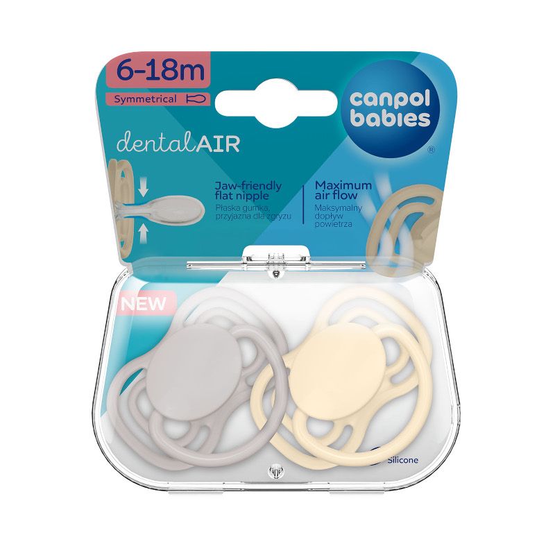 Симетрични залъгалки Canpol babies, Dental Air, Nude, 6-18 м – 2
