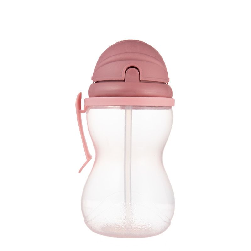 Нетечащо шише с мека сламка Canpol babies, розово, 370 мл, 12м+