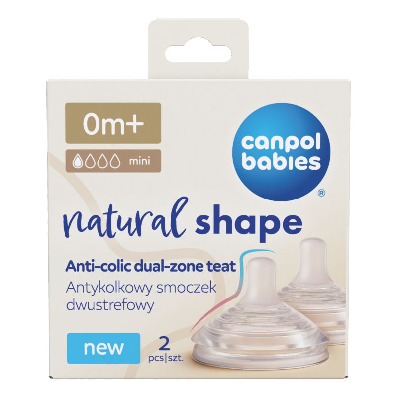 Антиколик двузонов биберон Canpol babies, Natural Shape, 2 бр.