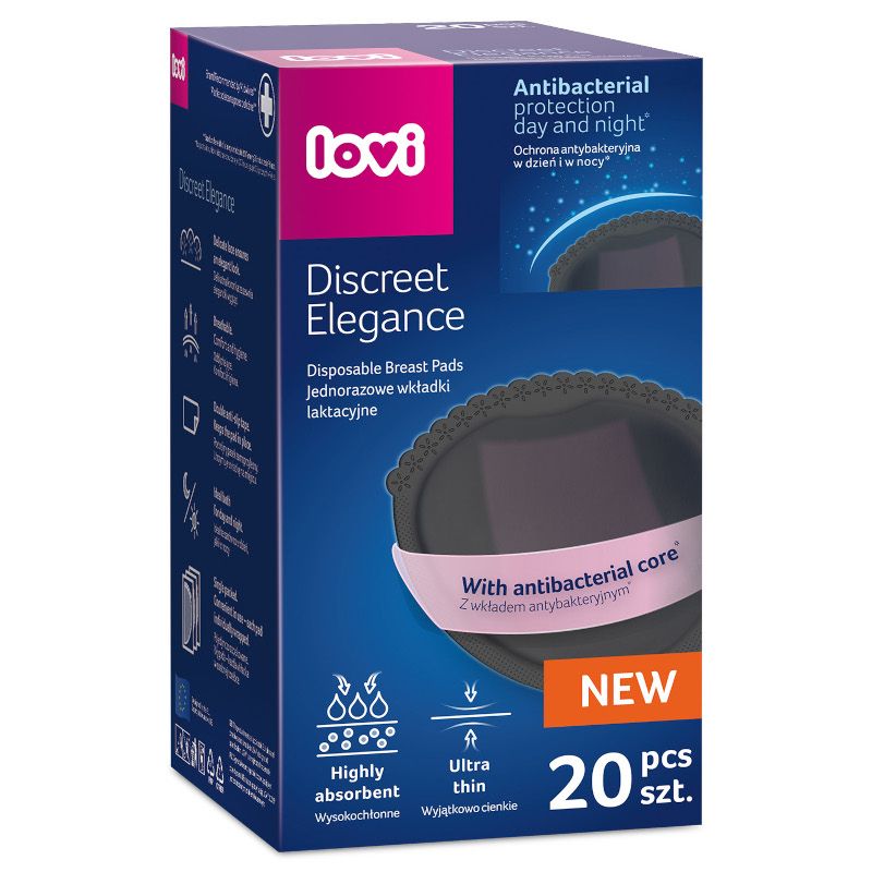 Подплънки за кърма с гел LOVI, Discreet Elegance, черни, 20 бр.