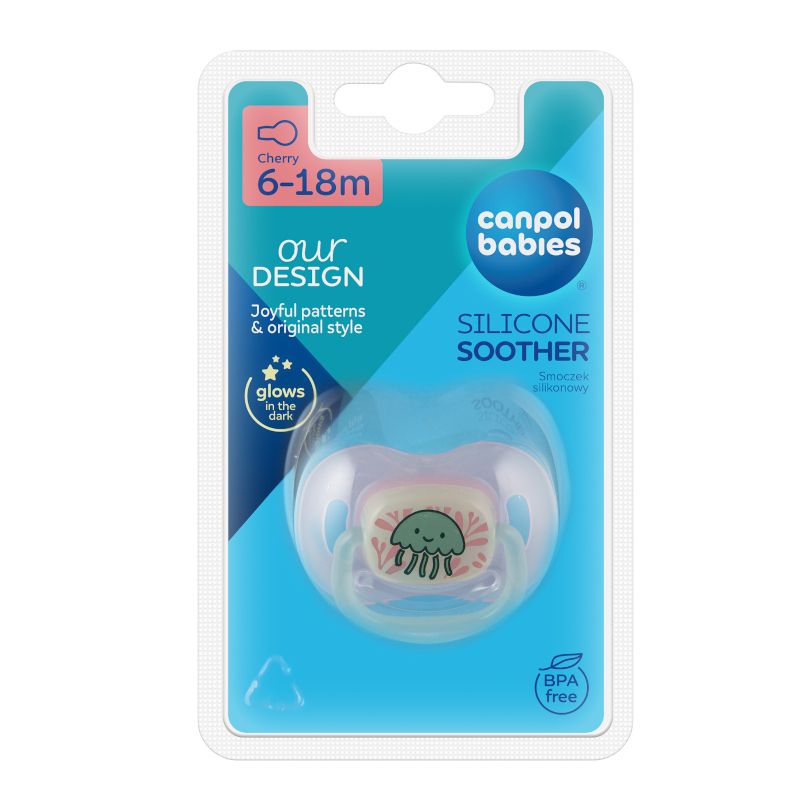 Силиконова залъгалка-черешка Canpol babies, Love&Sea, 6-18м – 3