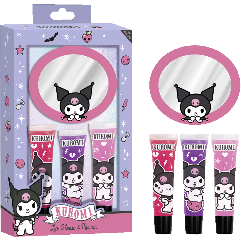 Комплект гланцове за устни с огледалце Kuromi