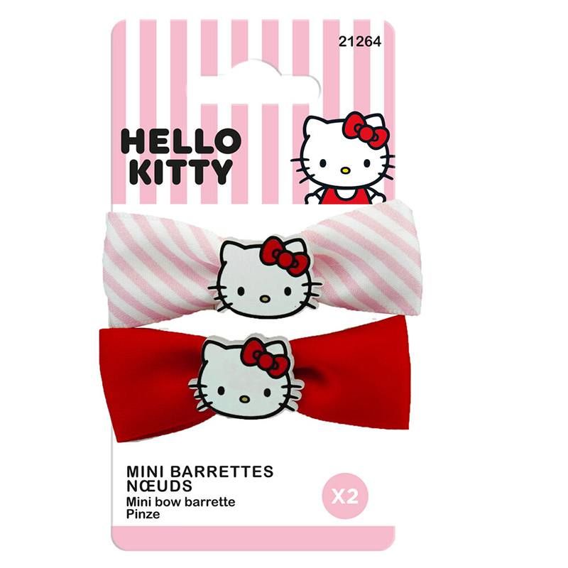 Мини щипки за коса с панделка Hello Kitty, 2 бр.