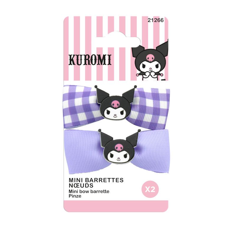 Мини щипки за коса с панделка Kuromi, 2 бр.