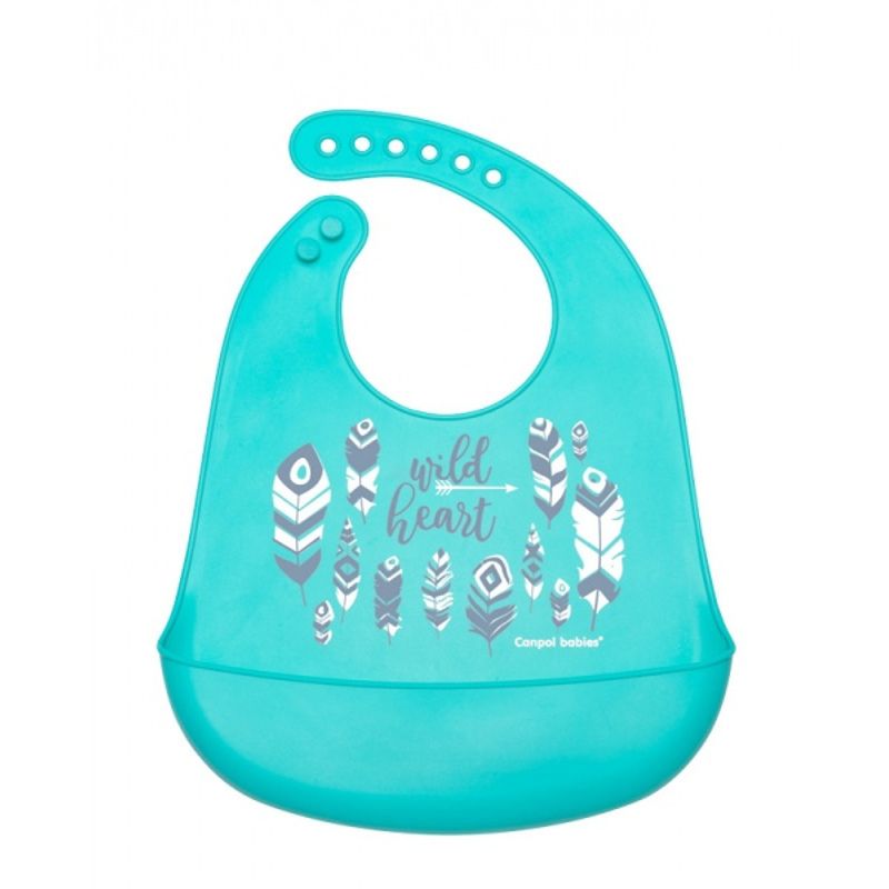 Силиконов лигавник с джоб Canpol babies, Wild Nature, 4м+, син