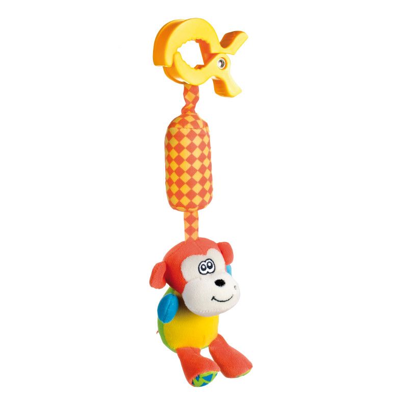 Мека играчка с дрънкалка и клипс Canpol babies, маймуна