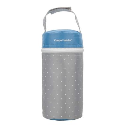 Термоопаковка за шише ,мека единична, Canpol babies,  Polka Dot,сиво-синя