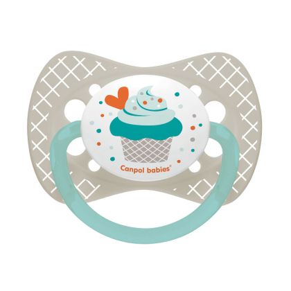 Силиконова залъгалка със симетрична форма Canpol babies, Cupcake, 6-18м, сива