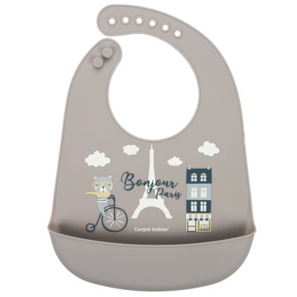 Силиконов лигавник с джоб Canpol babies, BONJOUR PARIS, 4м+