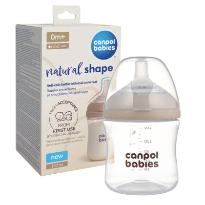 Шише с двузонов биберон Canpol babies Natural Shape, 150 мл.