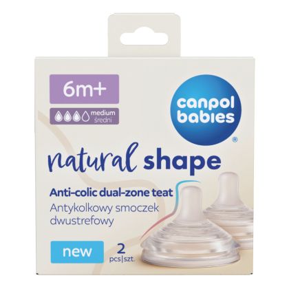Антиколик двузонов биберон Canpol babies, Natural Shape-2бр,6м+