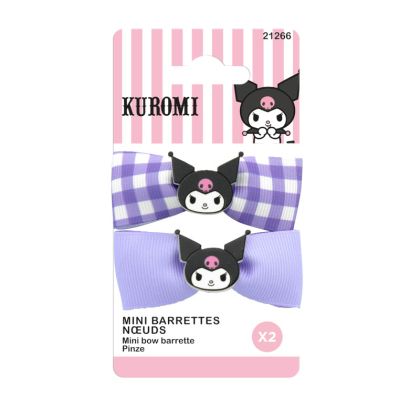 Мини щипки за коса с панделка Kuromi- 2 бр.