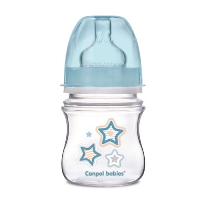 Антиколик шише с широко гърло Canpol babies, Easy Start "Newborn" 120 мл, синьо