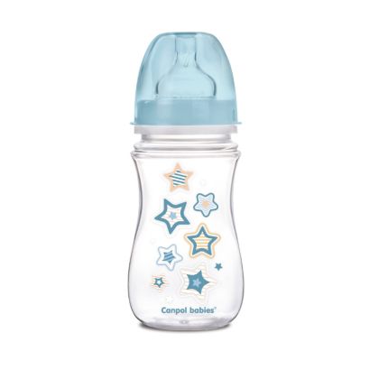 Антиколик шише с широко гърло Canpol babies, Easy Start "Newborn" 240 мл, синьо