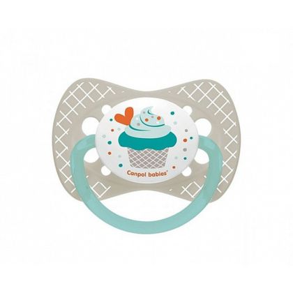 Силиконова залъгалка със симетрична форма Canpol babies, Cupcake, 18м+, сива