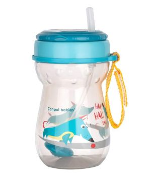 Чаша със силиконова сламка, Canpol babies, 350 мл, 12м+