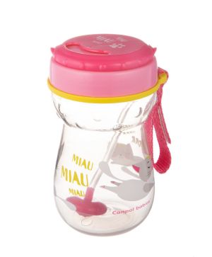 Чаша със сламка Canpol babies, CAT, 350мл., розова