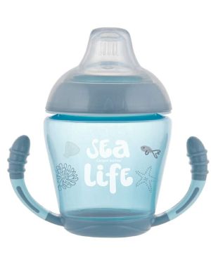 Неразливаща се чаша с мек накрайник и капаче Canpol babies,  Sea Life, 230мл, 9м+