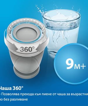 Неразливаща се чаша с дръжки 360 Lovi, Wild Soul, 250 мл, 9м+, синя 