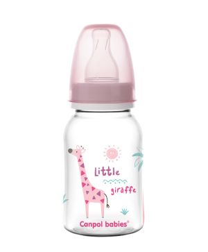 Шише за хранене Canpol babies, Transparent, 3м+, 120 мл., розово