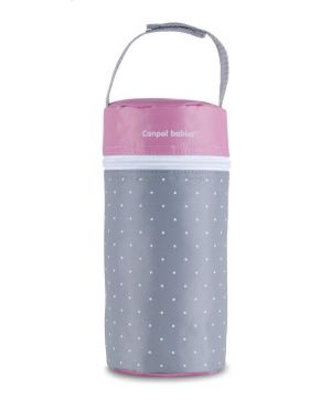 Термоопаковка за шише ,мека единична, Canpol babies,  Polka Dot,сиво-розова