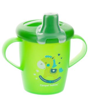 Неразливаща се чаша с твърд накрайник Canpol babies, Toys, 250 мл, 9м+, зелена