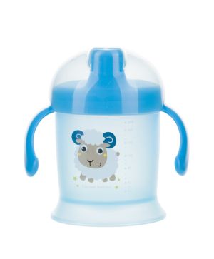 Неразливаща се чаша с твърд накрайник и капаче Canpol Babies, Bunny&Company, 200 мл, 9м+, синя