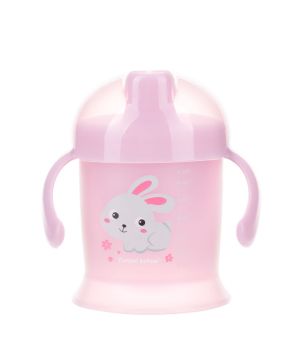 Неразливаща се чаша с твърд накрайник и капаче Canpol Babies, Bunny&Company, 200 мл, 9м+, розова