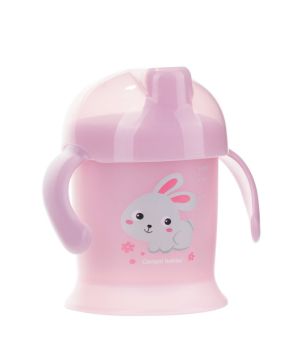 Неразливаща се чаша с твърд накрайник и капаче Canpol Babies, Bunny&Company, 200 мл, 9м+, розова