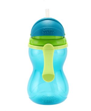 Спортно нетечащо шише с мека сламка Canpol babies, синьо, 370 мл, 12м+