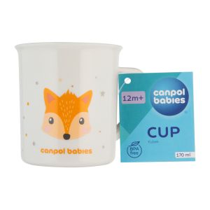 Чаша с дръжка Canpol babies, Cute Animals, 170 мл., оранжева
