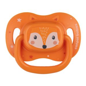 Силиконова симетрична залъгалка Canpol babies, Cute Animals, 0-6м, оранжева