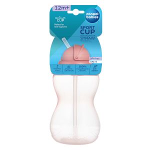 Нетечащо шише с мека сламка Canpol babies, розово, 370 мл, 12м+