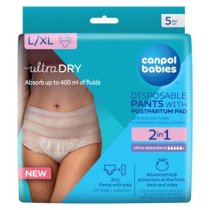 Бикини 2 в 1 за след раждане с подложка Canpol babies, 5бр, L/XL
