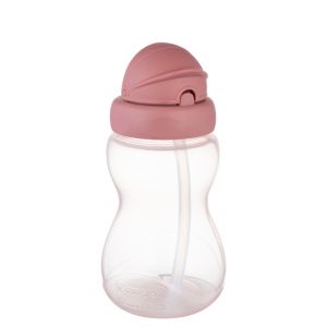 Шише с мека сламка и капаче, Canpol babies, розово, 270мл, 12м+