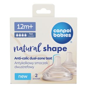 Антиколик двузонов биберон Canpol babies, Natural Shape-2бр,12м+