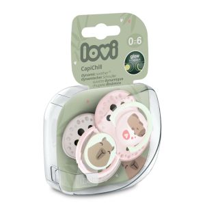 Силиконови залъгалки CapiChill Girl, Lovi, 2бр, 0-6м
