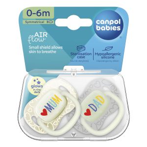 Симетрични залъгалки Canpol babies, LoveMum&Dad, 0-6м., 2бр.