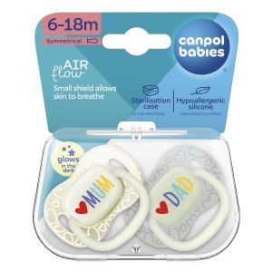 Симетрични залъгалки Canpol babies, LoveMum&Dad, 6-18м., 2бр.