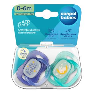 Симетрични залъгалки Canpol babies, NightGlow, 0-6м., 2бр.
