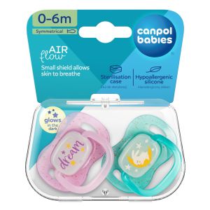 Симетрични залъгалки Canpol babies, NightGlow, 0-6м., 2бр.