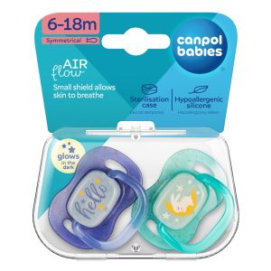 Симетрични залъгалки Canpol babies, NightGlow, 6-18м., 2бр.