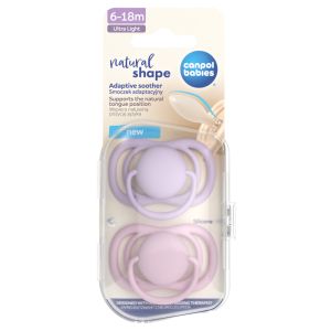 Адаптивна залъгалка Canpol babies, Natural Shape, Lavender/Raspberry, 6-18м, 2бр