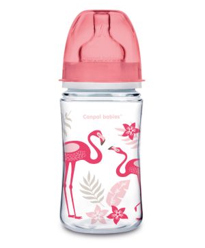 Антиколик шише с широко гърло Canpol babies, Easy Start "Jungle" 240 мл, розово
